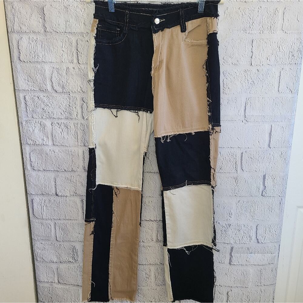 N/C Women's Color Block Patchwork Stretch Casual Trousers Size‎ M
